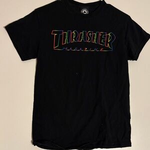 Thrasher Black Tee with Multicolor Logo
